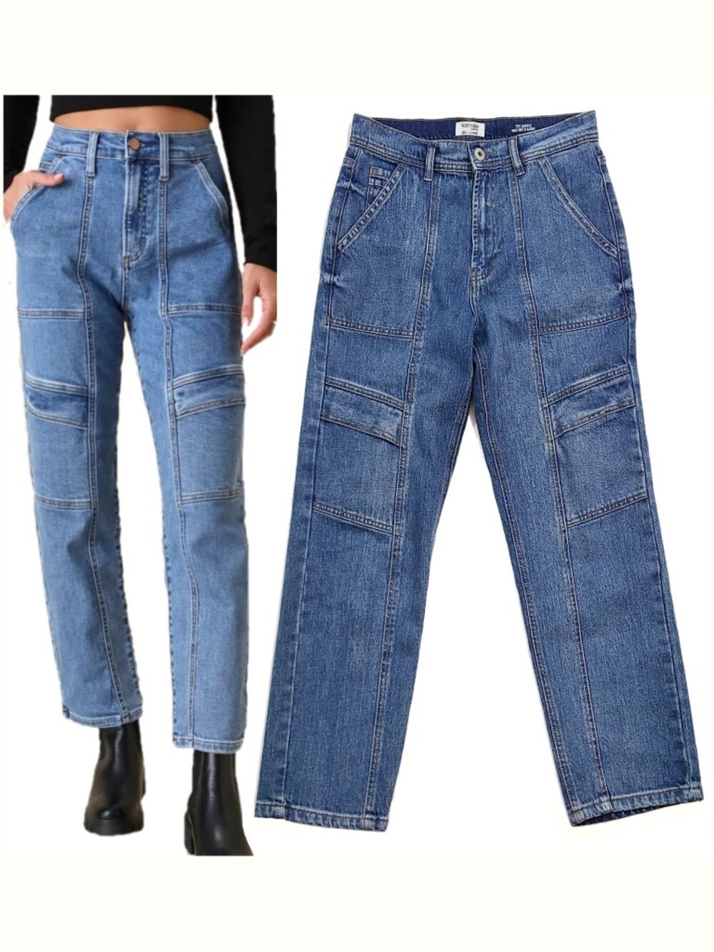 Kensie Jeans Retro Luxe Stetch Utility size 4/27 Astrid High Rise Straight Jeans